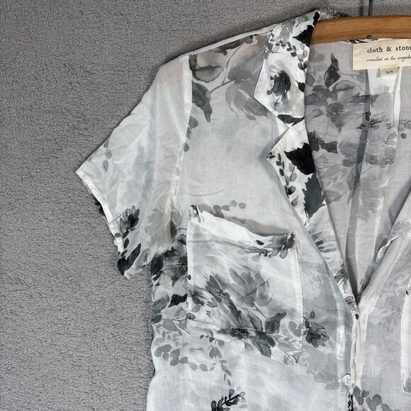 Cloth & Stone Anthropologie Womens Blouse Size XS Lightweight Sheer Boho Florals - Picture 6 of 14